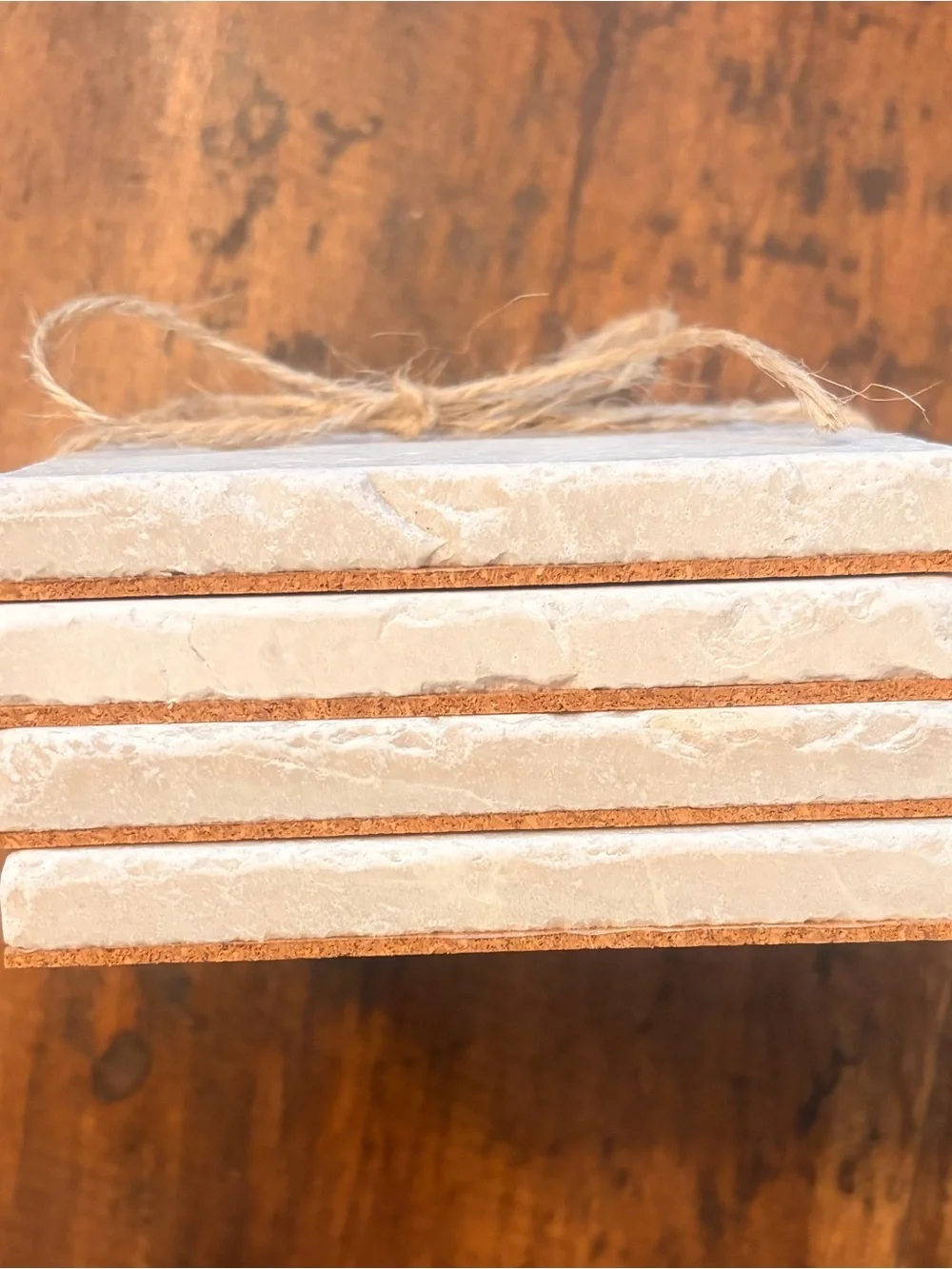 Natural Stone Coasters - Cream Square Set